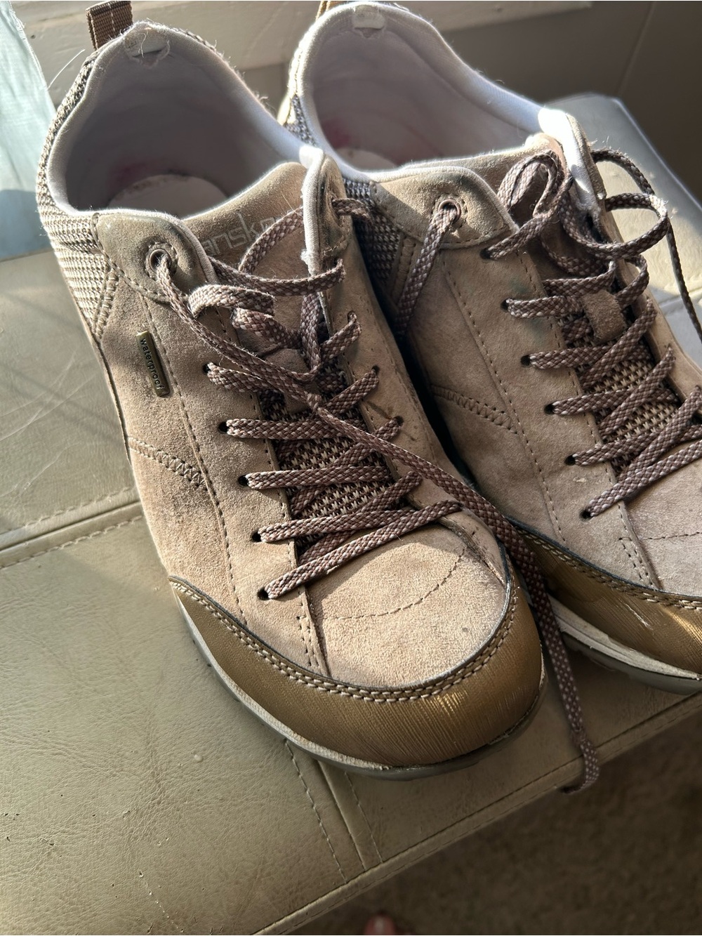 Dansko Women's Taupe Suede Lace-Up Sneakers